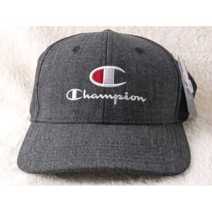 Champion Gray Baseball Cap OSFA Adjustable Strapback Logo‎ Hat NWT